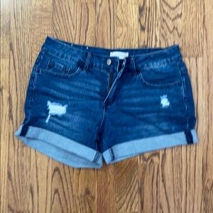 comfy lightly distressed jean shorts